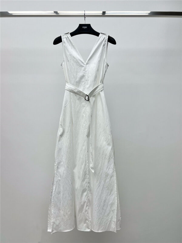 BC V-neck waisted white dress