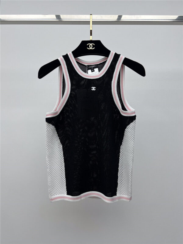 chanel mesh hollow knitted vest