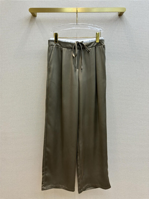 YSL double-layered waistband ice silk wide-leg pants