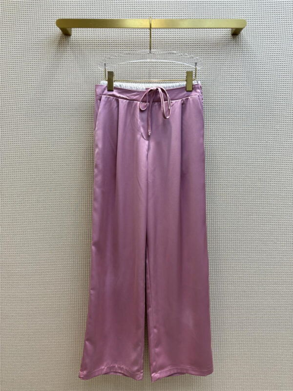 YSL double-layered waistband ice silk wide-leg pants