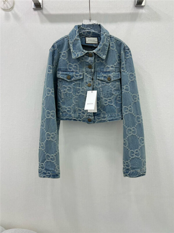 gucci new double G jacquard all over print denim jacket