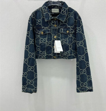 gucci new double G jacquard all over print denim jacket