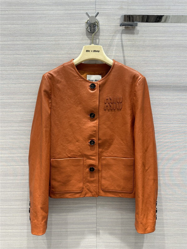miumiu preppy leather jacket