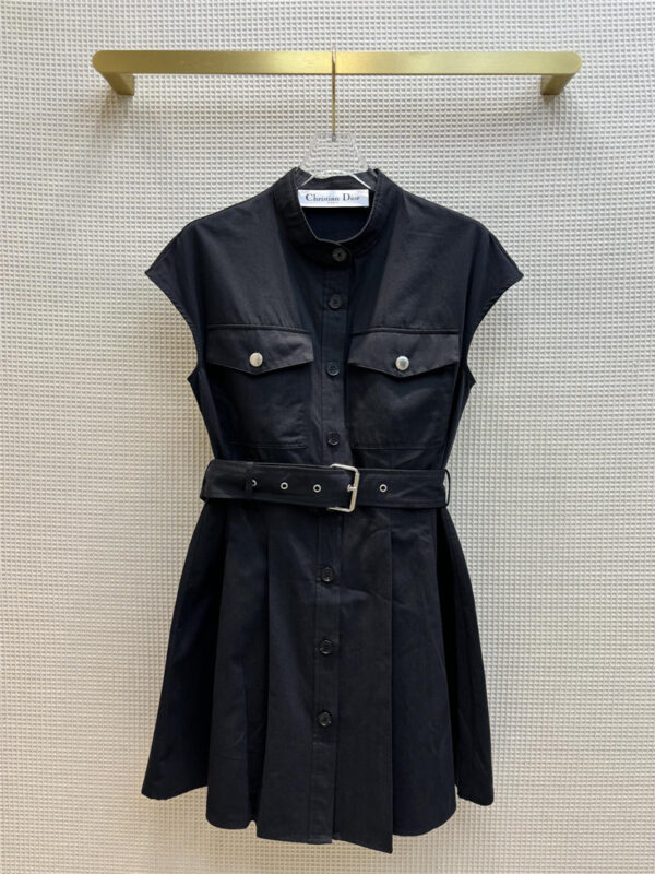 dior workwear style stand collar dress