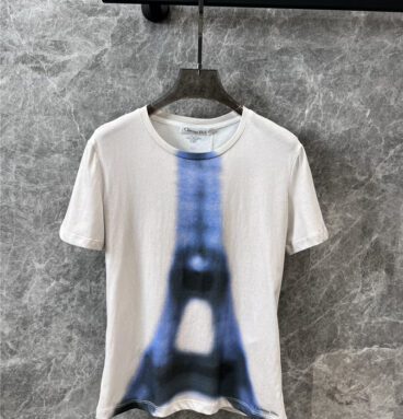 dior Eiffel Tower printed round neck short-sleeved T-shirt
