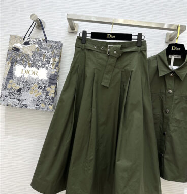 dior retro green pleated skirt