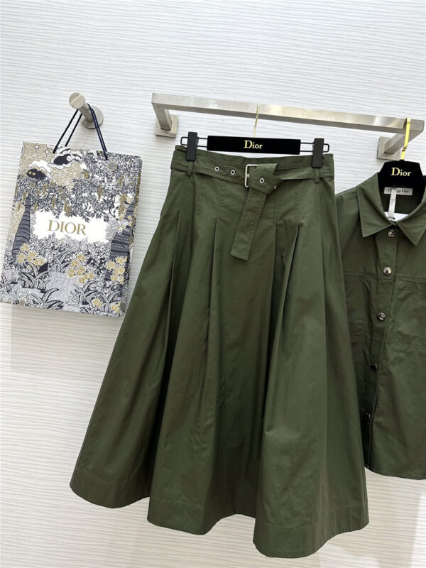 dior retro green pleated skirt