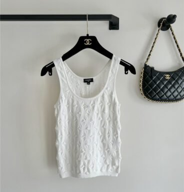 chanel three-dimensional bow crocheted knitted vest top