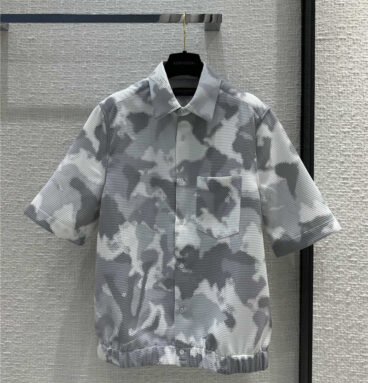 louis vuitton LV printed honeycomb texture short-sleeved shirt