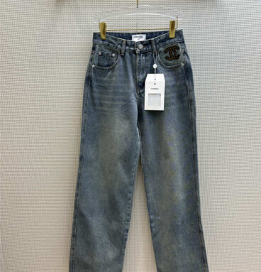 chanel embroidered back pocket jeans