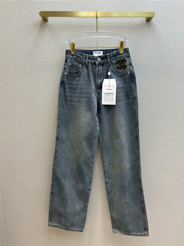 chanel embroidered back pocket jeans