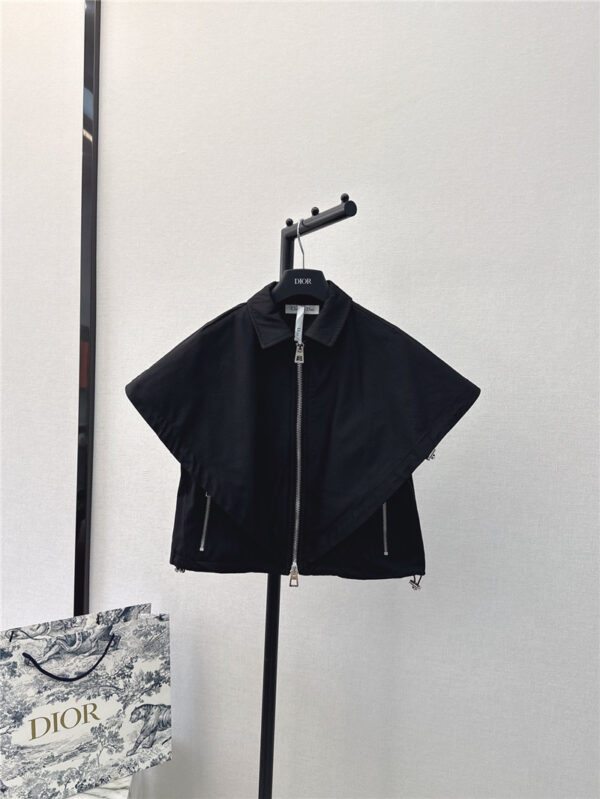 dior black short cape sleeve vest jacket