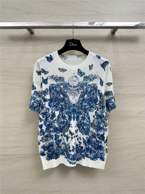 dior printed knitted short-sleeved top