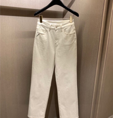 miumiu pocket embroidered lettering jeans