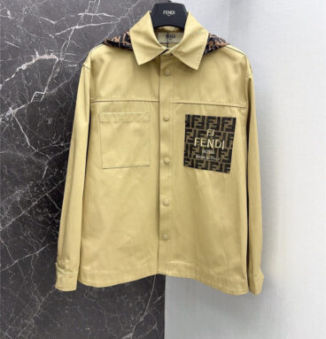 fendi Maillard patchwork double F hooded shirt jacket