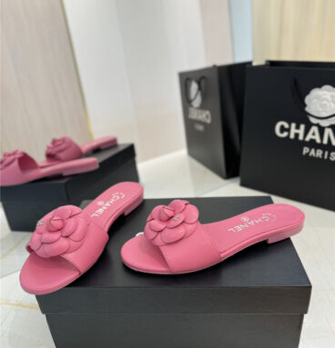 chanel new camellia hollow slippers