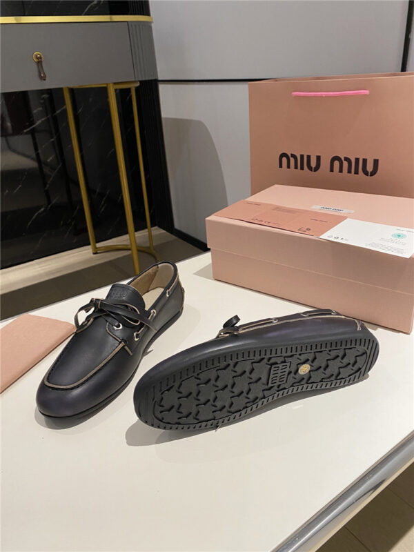 miumiu color lace-up eyelet flat shoes