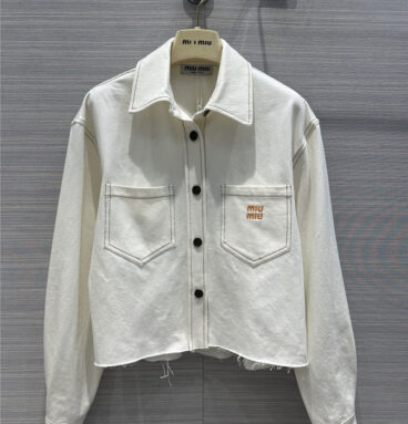 miumiu vintage native cotton white denim shirt jacket