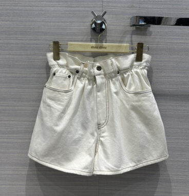 miumiu vintage native cotton white denim shorts