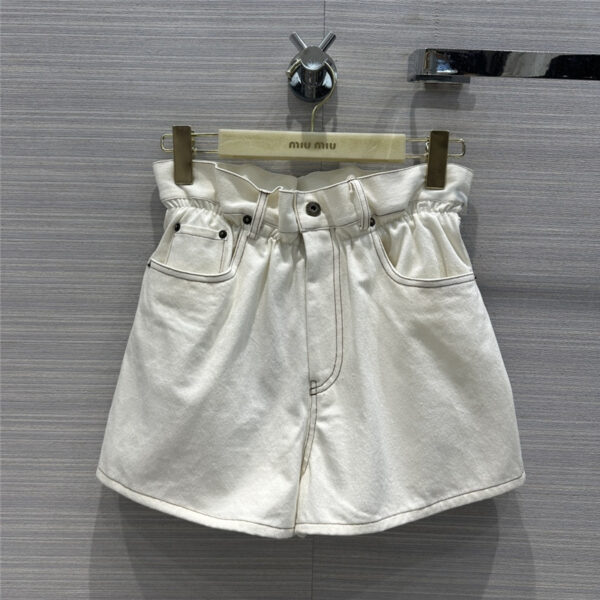 miumiu vintage native cotton white denim shorts