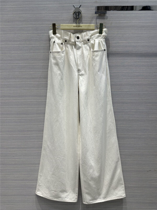 miumiu vintage native cotton white denim trousers