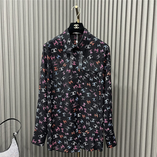 chanel see-through printed shirt