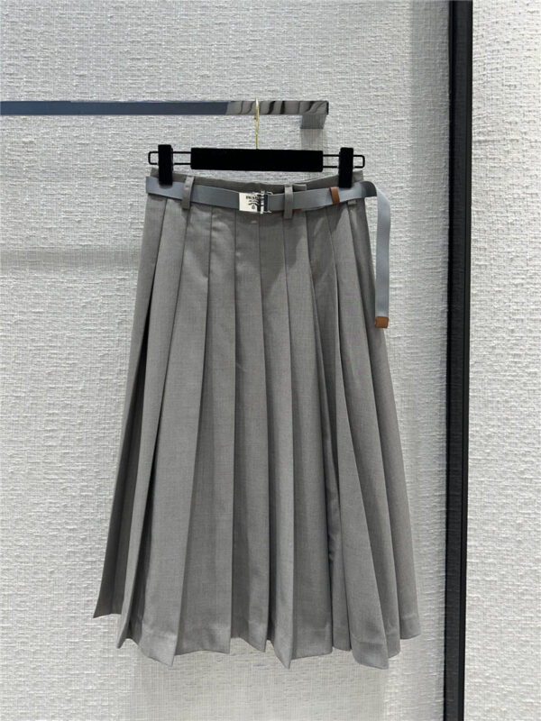 prada new college style gray pleated long skirt