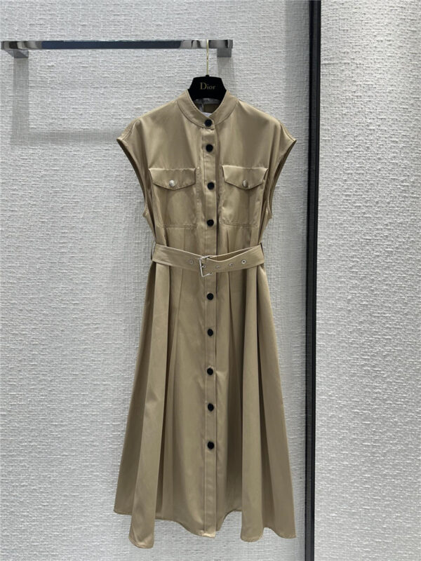 dior small stand collar long dress