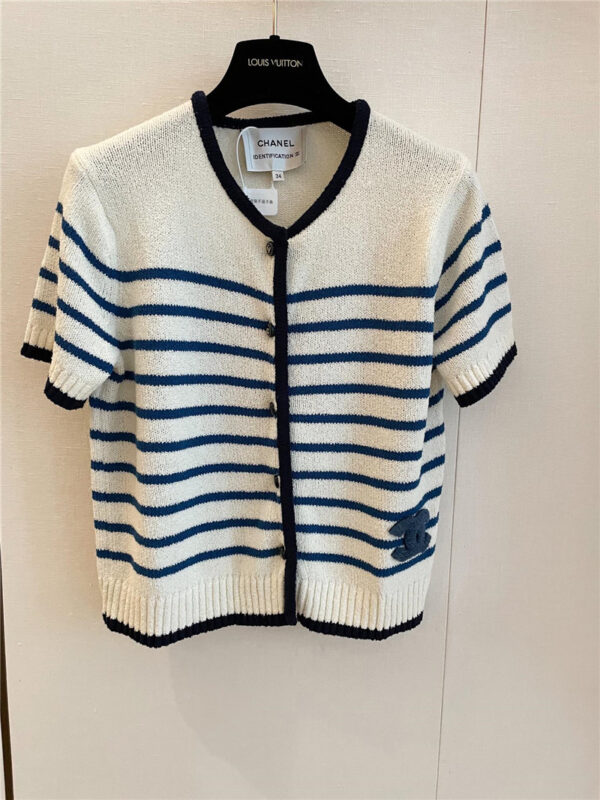 chanel new striped knitted short sleeves