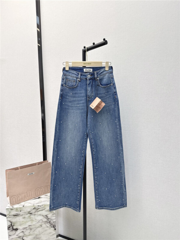 miumiu hot-drilled straight-leg jeans