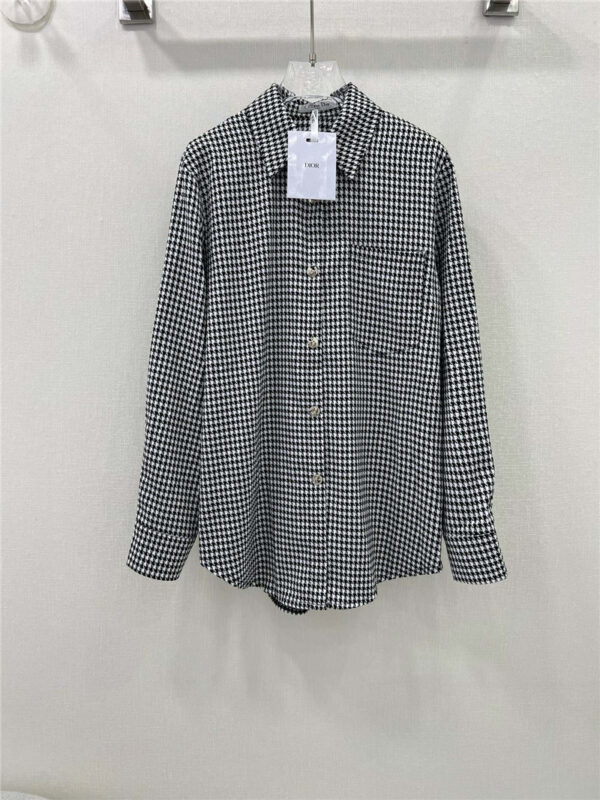 dior new houndstooth black and white contrast shirt