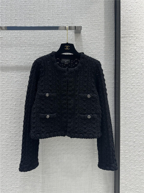 chanel hollow embossed braided cardigan