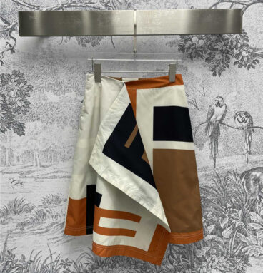 fendi color block asymmetric skirt