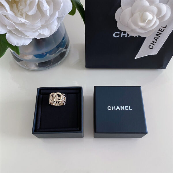 chanel hollow letter double sided ring