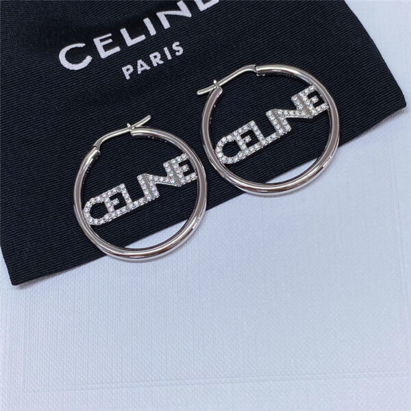 celine full diamond logo earrings