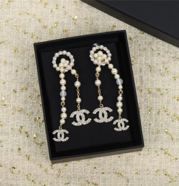 chanel double c pearl earrings