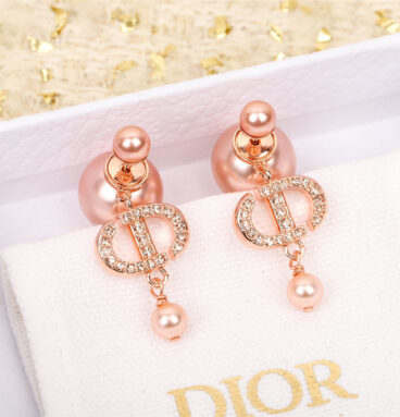 dior large and small bead CD earrings