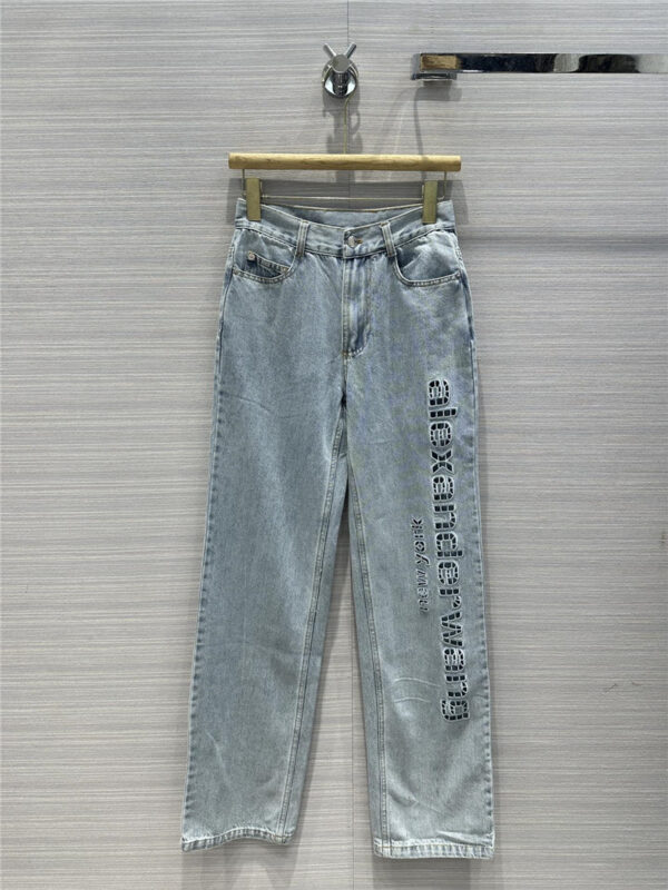 alexander wang straight-leg jeans with blank letter embroidery