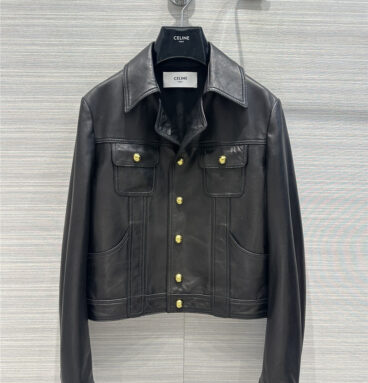celine lapel leather jacket