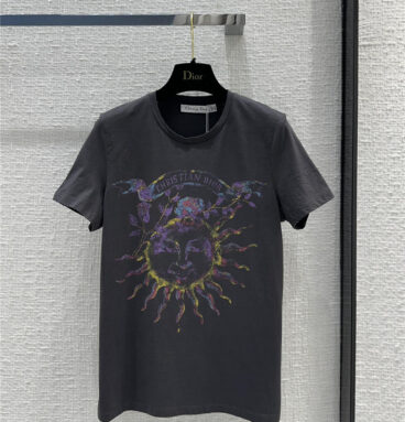 dior tie-dye art positioning print gray T-shirt