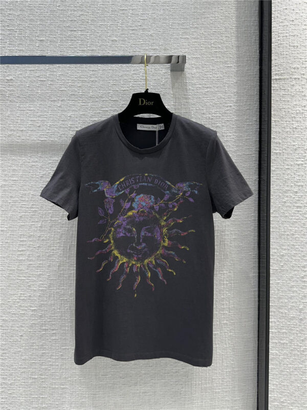 dior tie-dye art positioning print gray T-shirt