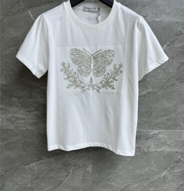 dior butterfly embroidered T-shirt