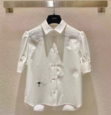 dior retro floral embroidered white shirt
