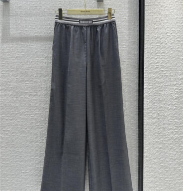 miumiu gray wide-leg straight pants