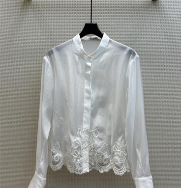 dior water soluble stitching design stand collar shirt