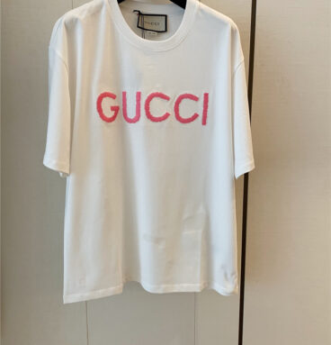 gucci thick needle embroidery short sleeves