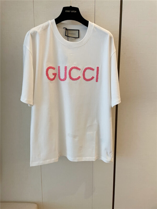 gucci thick needle embroidery short sleeves