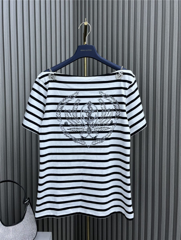 louis vuitton LV striped chain one shoulder printed T