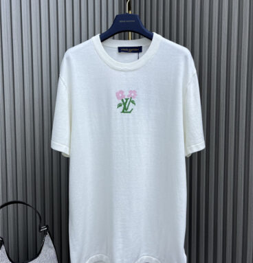 louis vuitton LV knitted jacquard floral letter short sleeves