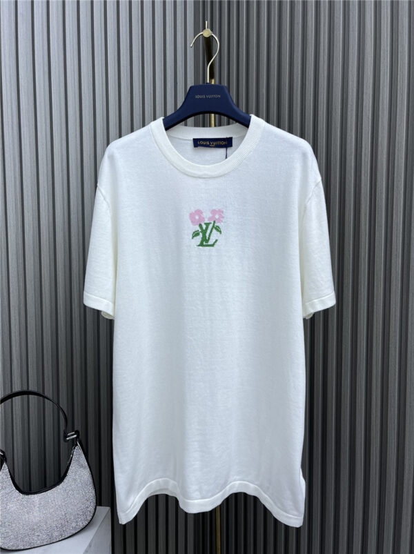 louis vuitton LV knitted jacquard floral letter short sleeves